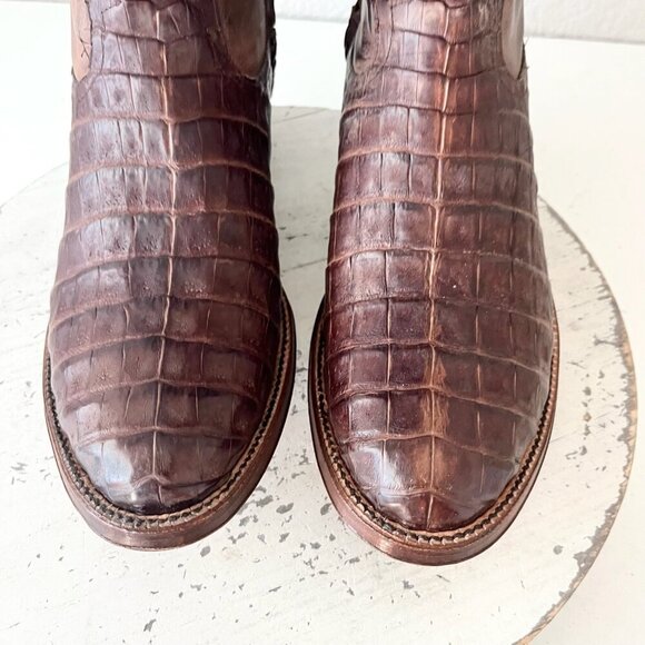 NEW Rod Patrick Womens Cowboy Boots 10 Brown Caiman Cowgirl Western Knee High - Picture 6 of 11
